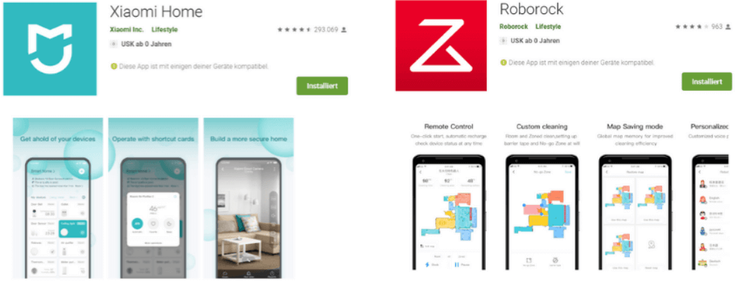 Xiaomi Home App oder Roborock App im App Store zum Download